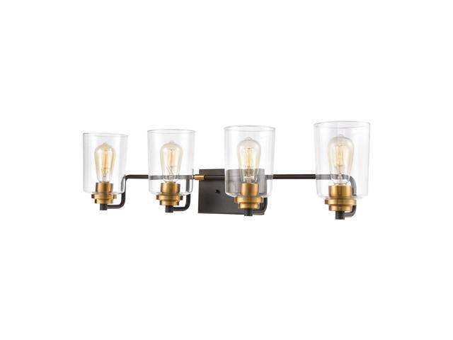 Robins 4-Light Vanity Light in Matte Black with Clear Glass