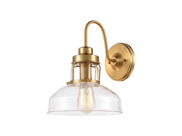Manhattan Boutique 1-Light Sconce in Brushed Brass with Clear Glass