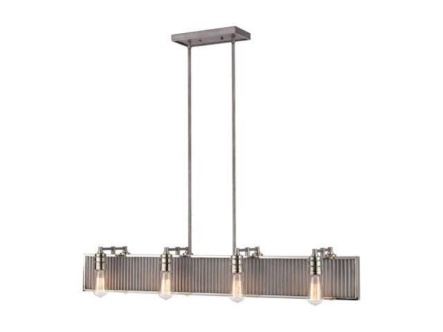Corrugated Steel 8-Light Island Light in Weathered Zinc