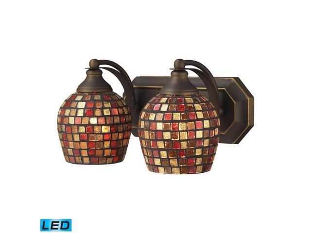 ElkGroup International 2 Light Vanity In Aged Bronze And Multi Mosaic Glass - LED