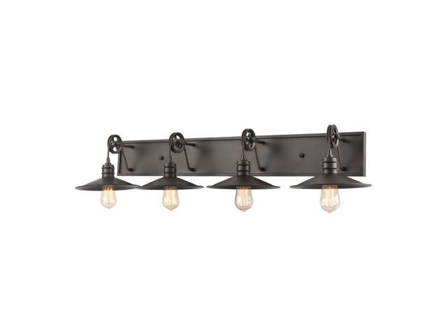 Spindle Wheel 4-Light Vanity Light in Oil Rubbed Bronze