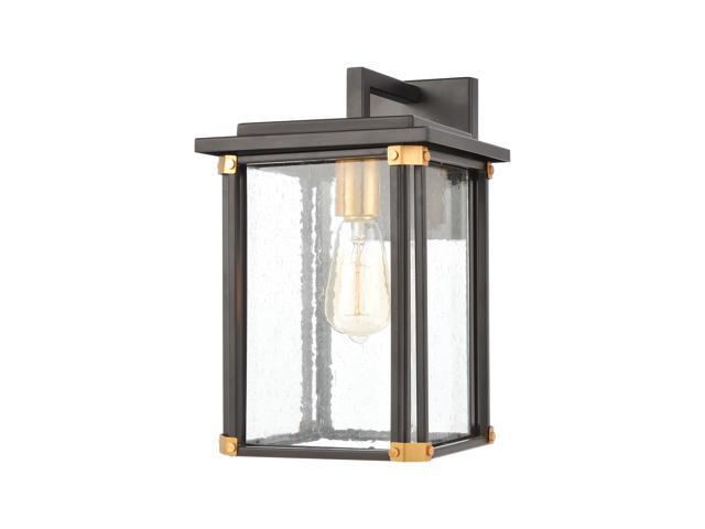 Vincentown 1-Light Sconce in Matte Black with Seedy Glass
