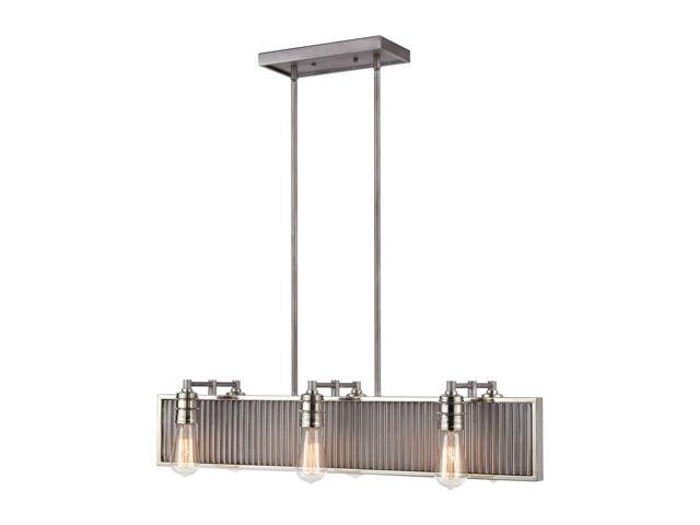 Corrugated Steel 6-Light Island Light in Weathered Zinc