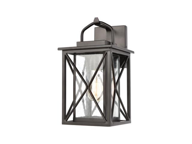 Carriage Light 1-Light Sconce in Matte Black with Seedy Glass