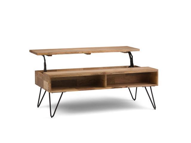 Hunter Solid Mango Wood and Metal 48 inch Wide Rectangle Industrial Contemporary Lift Top Coffee Table in Natural