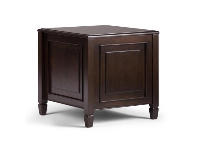Connaught Solid Wood 21 inch Wide Rectangle Traditional End Table with Tray in Dark Chestnut Brown