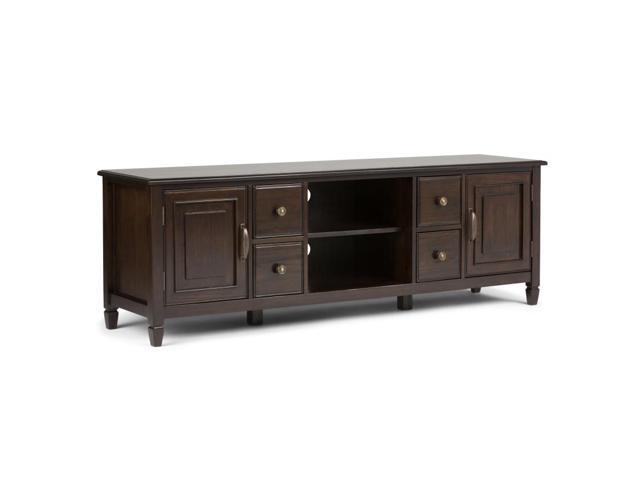 Connaught Solid Wood 72 inch Wide Traditional TV Media Stand in Dark Chestnut Brown For TVs up to 80 inches