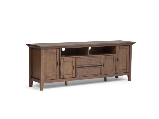 Redmond Solid Wood 72 inch Wide Rustic TV Media Stand in Rustic Natural Aged Brown For TVs up to 80 inches