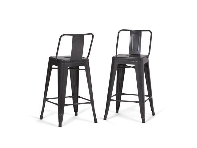 Rayne Industrial Metal 24 inch Counter Height Stool (Set of 2) in Grey