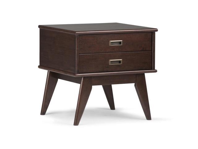 Draper Solid Hardwood 22 inch Wide Rectangle Mid Century Modern End Side Table in Medium Auburn Brown