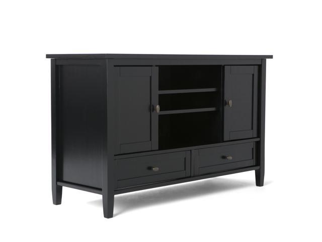 Warm Shaker Solid Wood 47 inch Wide Rustic TV Media Stand in Black For TVs up to 50 inches