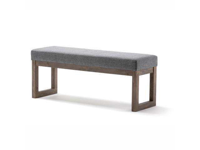 Milltown 44 inch Wide Contemporary Rectangle Large Ottoman Bench in Grey Linen Look Fabric