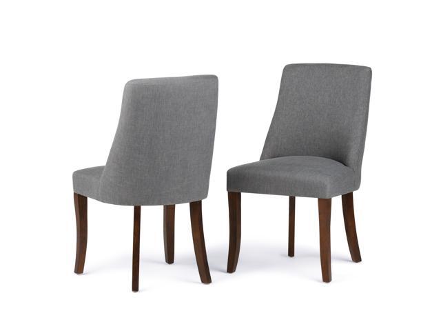 Walden Contemporary Deluxe Dining Chair (Set of 2) in Slate Grey Linen Look Fabric