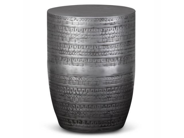 Johnsen Contemporary 15 inch Wide Metal Large Accent Side Table in Antique Silver Fully Assembled