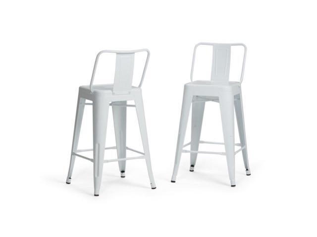 Rayne Industrial Metal 24 inch Counter Height Stool (Set of 2) in White