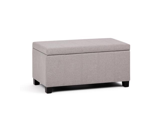 Dover 36 inch Wide Contemporary Rectangle Storage Ottoman Bench in Cloud Grey Linen Look Fabric