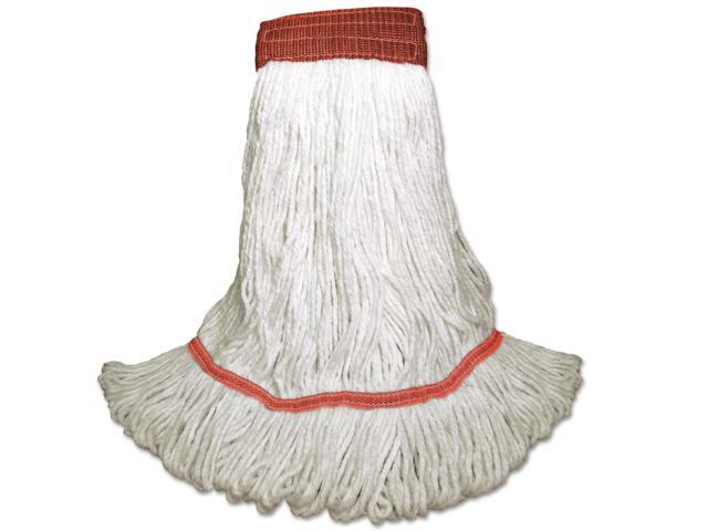 Saddleback Loop-End Wet Mop Heads Large White Rayon 12/Carton