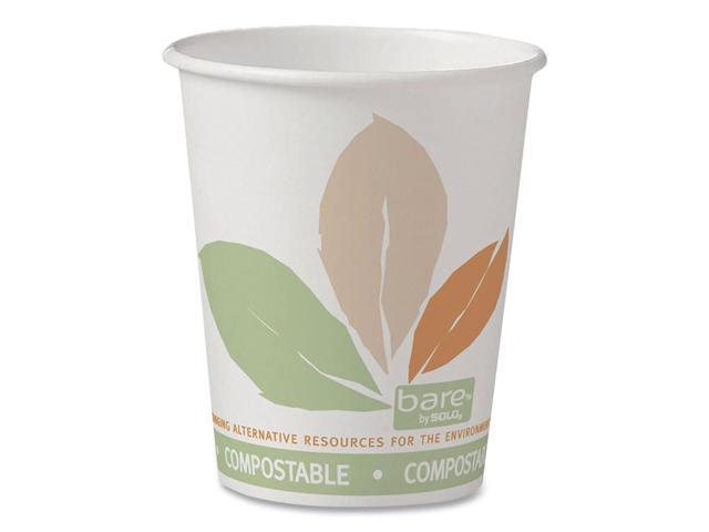 Bare by Solo Eco-Forward PLA Paper Hot Cups 10oz Leaf Design50/Bag20 Bags/Ct 370PLAJ7234