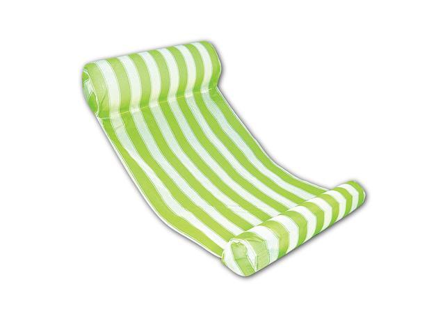 Inflatable Green and White Stripped Water Hammock Pool Lounger 5175-Inch