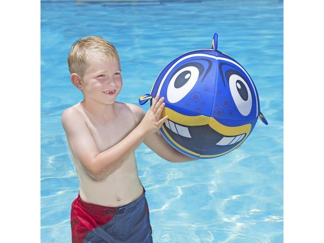 Inflatable Blue and Yellow Fish Swimming Pool and Beach Ball 27-Inch