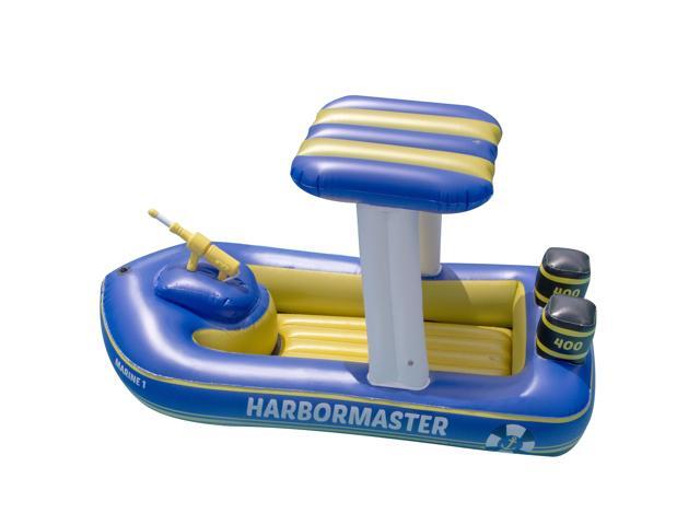 67' Blue and Yellow Harbor Master Patrol Boat with Pump Squirter Swimming Pool Float