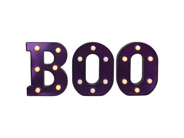 65' Lighted Black and Purple BOO Halloween Marquee Sign