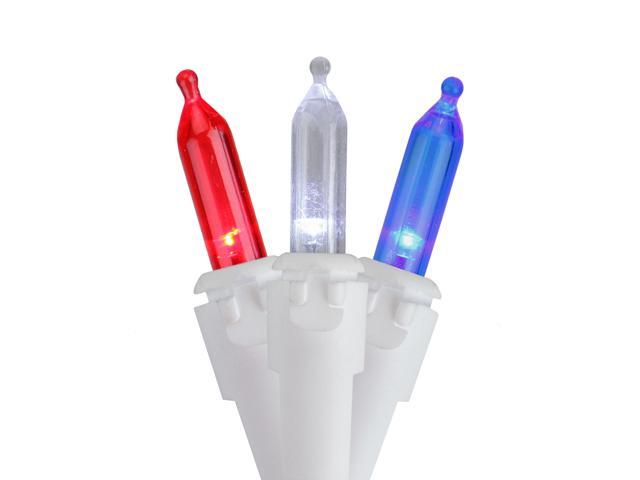 100-Count Red White and Blue LED Mini Fourth of July Light - 3275 ft White Wire