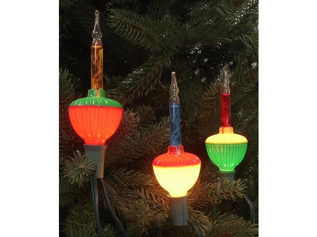 Set of 7 Multi-Color Retro Christmas Bubble Lights - Green Wire
