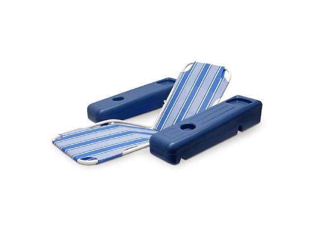 Blue and White Striped Caribbean Floating Swimming Pool Comfort Lounge 53-Inch