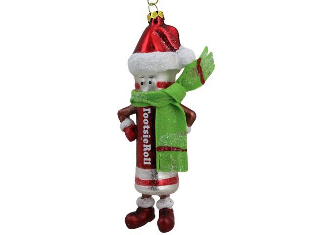 6' Red and Green Tootsie Roll Chewy Chocolate Candy Glass Christmas Ornament