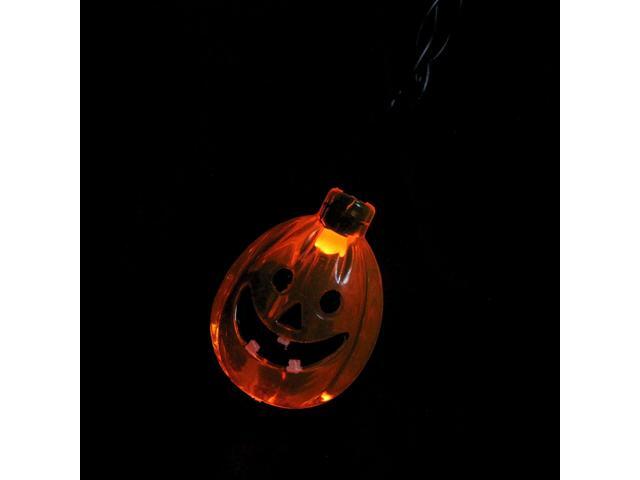10-Count Orange Jack-O-Lantern Pumpkin LED Novelty Halloween Light Set 38ft Black Wire