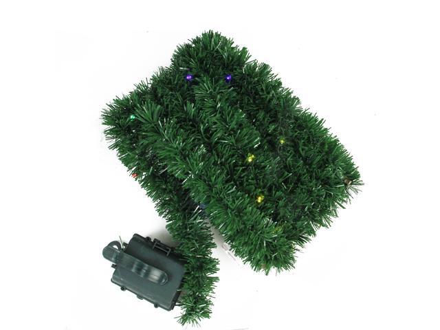 18' x 25' Pre-Lit Battery Operated Pine Artificial Christmas Garland - Multicolor LED Lights