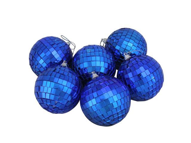 6ct Lavish Blue Mirrored Glass Disco Ball Christmas Ornaments 325' (80mm)