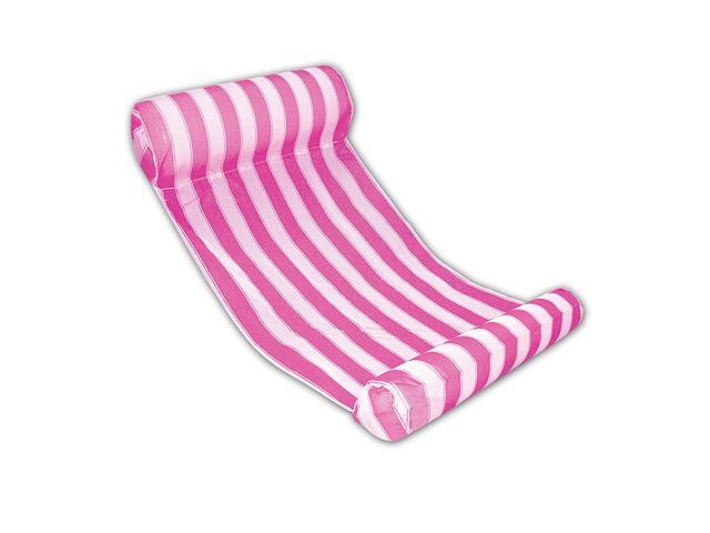 Pink and White Striped Inflatable Water Hammock Swimming Pool Lounger