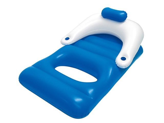62' Inflatable Blue and White Classic Swimming Pool Lounger With Holders