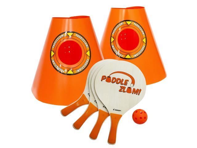 18' Orange Pickleball Paddle Zlam with Cones Backyard Paddle Ball Game