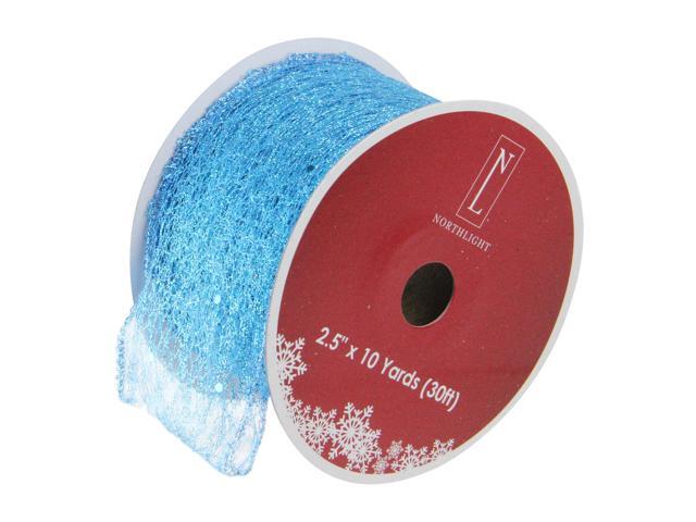 Glittering Blue Solid Wired Christmas Craft Ribbon 25' x 10 Yards