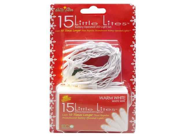 15 Battery Operated White LED Christmas Lights - 5 ft White Wire
