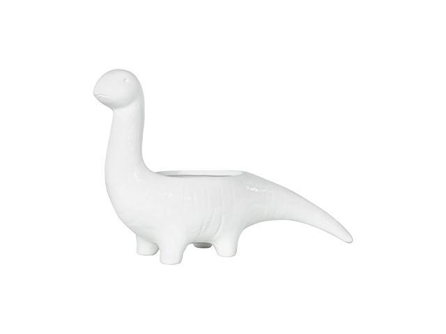 Creative Co-op White Dinosaur Shaped Stoneware Pots and Planters