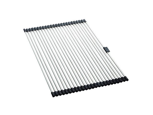 Farberware Roll up Dish Drying Over the Sink Rack Mat with Stainless Steel Wires Large Silver/Black