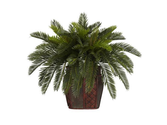 Nearly Natural 6658 Double Cycas with Vase Decorative Silk Plant Green