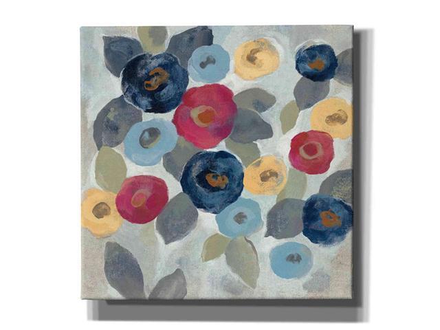 Epic Graffiti Winter Flowers III by Silvia Vassileva Giclee Canvas Wall Art 37' x 37' Blue
