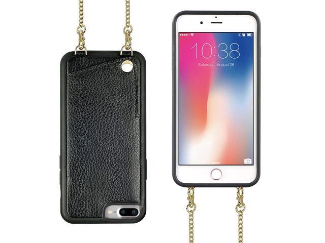 JLFCH iPhone 8 Plus Wallet Case, iPhone 7 Plus Card Slot Holder Case with Detachable Crossbody Chain Purse Back Protection Cover for Apple iPhone. (993338641789 Electronics Communications Telephony Mobile Phone Cases) photo