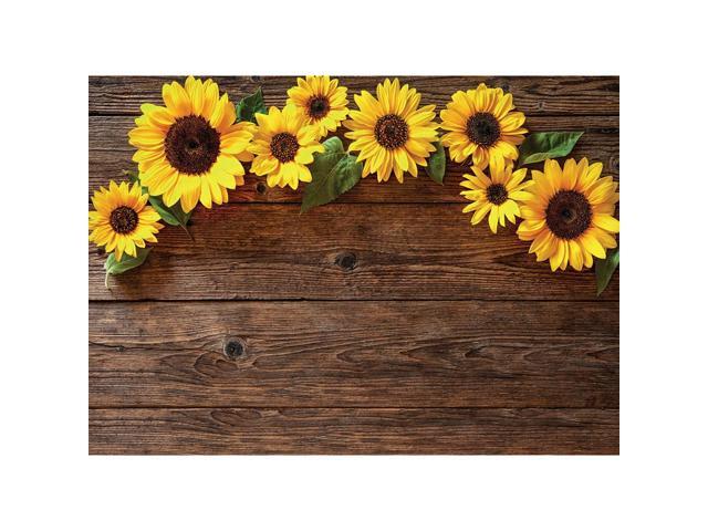 AIIKES 8x6FT Sunflower Brown Wood Backdrops for Photography Rustic Child Baby Shower Birthday Party Background Banner for Picture Photo Studio