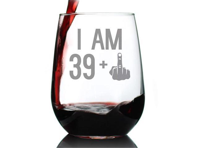 Bevvee - 39 + 1-40th Birthday Funny Stemless Wine Glass