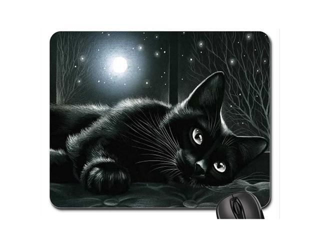 Schoolsupplies Black cat in moonlight Mouse Pad Mousepad (Cats Mouse Pad)