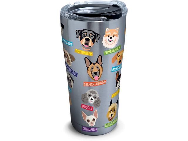 Tervis 1261381 Flat Art - Dogs Stainless Steel Tumbler with Clear and Black Hammer Lid 20oz Silver