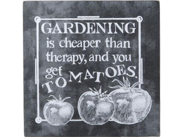 PRIMITIVE WOOD BOX SIGN~Gardening is cheaper than therapy and you get TOMATOES