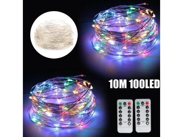 2X RGB 10M 100LED Party Wedding Fairy Light USB String XMAS Wall Lamp w/Remote