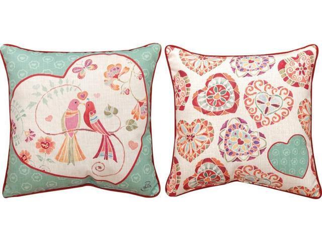 Valentines Day Love Birds 18' Square Reversible Pillow